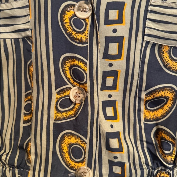 Vintage Tribal Geometric Bomber Jacket with Button Details, Partial Elastic Band - Picture 4 of 7